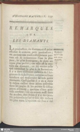 Remarques Sur Les Diamants