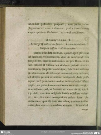 Observatio I. Error pragmaticorum primus: Deum iureiurando tanquam testem veritatis inuocari