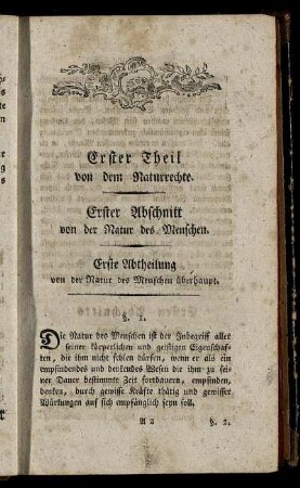 Erster Abschnitt von der Natur des Menschen.