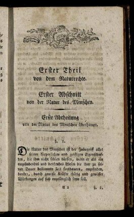 Erster Abschnitt von der Natur des Menschen.