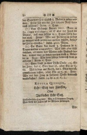 Regula Quinque, Lehr-Satz von Fünffen, oder Vielfacher Lehr-Satz.
