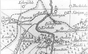 Bad Muskau-Köbeln. Oberlausitzkarte, Schenk, 1759
