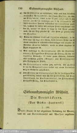 Siebenundzwanzigster Abschnitt. Die Brodbäckerey