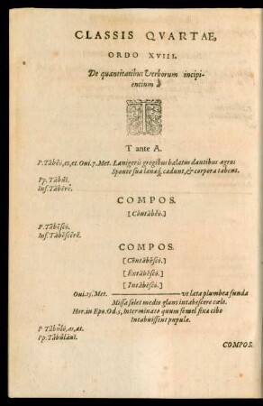 Classis Quartae, Ordo XVIII. ... T