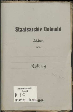 Belegakten der katholischen Gemeinde Rietberg, Kreis Wiedenbrück (1813-1814)