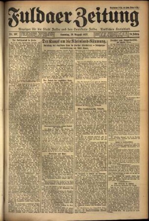 Erste Ausgabe vom Sonntag, den 28. August 1927.