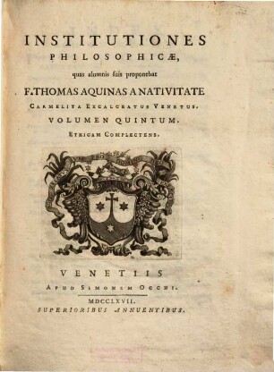 Institutiones Philosophicae, 5. Ethicam Complectens