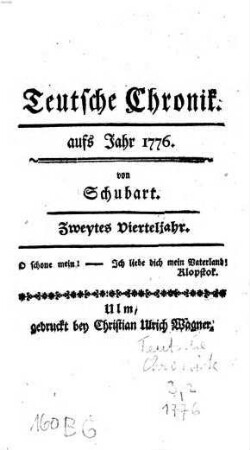 Deutsche Chronik : aufs Jahr .... 1776,2, 1776,2