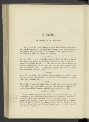 X. Capitel. Die complexe Veränderliche