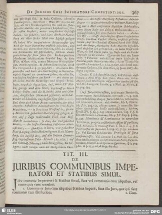 Tit. III. De Juribus Communibus Imperatori Et Statibus Simul