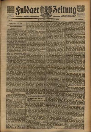 Erste Ausgabe vom Montag, den 06. April 1908.