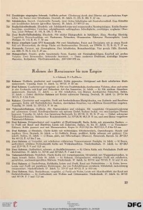 Rahmen der Renaissance bis zum Empire (Nr. 326-356)
