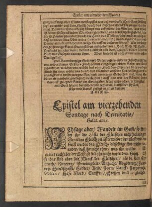 Epistel am vierzehenden Sontage nach Trinitatis/ Galat. am 5.