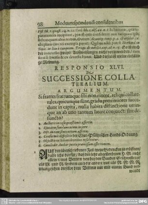 Responsio XLVI. De Successione Collateralium