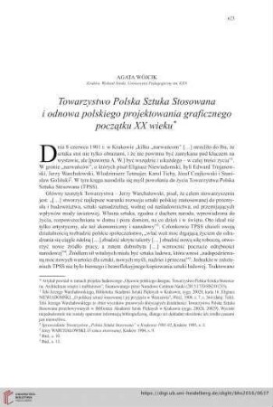 78: Towarzystwo Polska Sztuka Stosowana i odnowa polskiego projektowania graficznego początku XX wieku*
