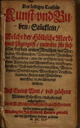 Des leidigen Teuffels Kunst- und Buben-Stücklein