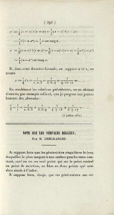 Note sur les surfaces réglées.