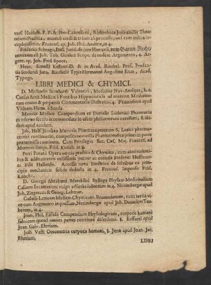 Libri Medici & Chymici.