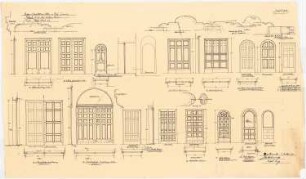 Benediktinerabtei St. Mauritius, Clerf (Clervaux): Detail der reicheren Türen, Grundrisse, Ansichten und Schnitte 1:20