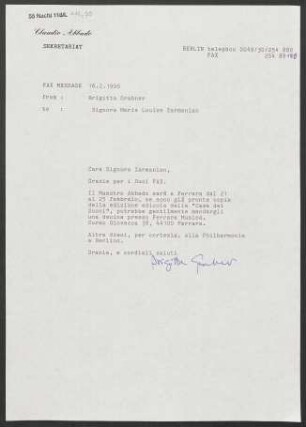 Brief an Marie Louise Zarmanian, 16.02.1995