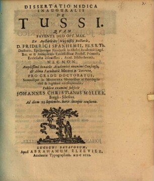 Diss. med. inaug. de tussi