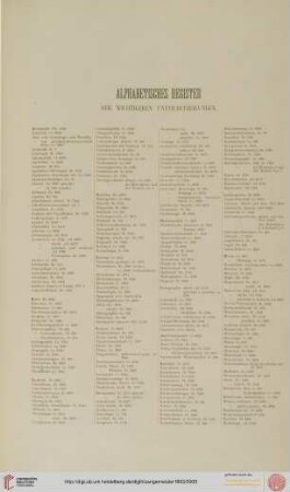 Alphabetisches Register der wichtigsten Unterabteilungen