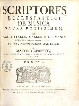 Scriptores ecclesiastici de musica sacra potissimum, 1