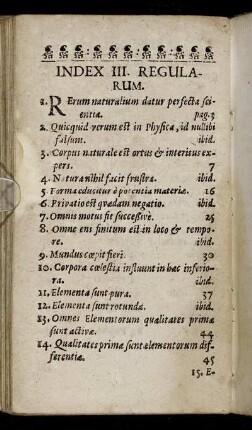 Index III. Regularum.