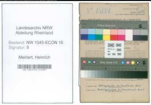 Entnazifizierung Heinrich Meinert , geb. 08.03.1912 (Monteur)