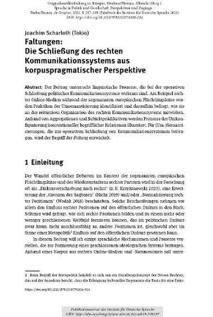 Faltungen: Die Schließung des rechten Kommunikationssystems aus korpuspragmatischer Perspektive