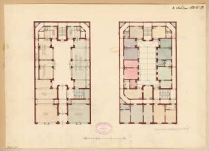 Hotel garni Monatskonkurrenz Februar 1880: Grundriss Erdgeschoss, Obergeschoss(e); Maßstabsleiste