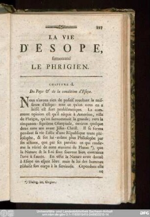 La Vie D'Esope, surnommé Le Phrigien.