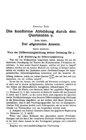 Die konforme Abbildung durch den Quotienten ... .