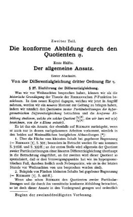 Die konforme Abbildung durch den Quotienten ... .