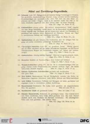 Möbel und Einrichtungs-Gegenstände. (Nr. 225-562)