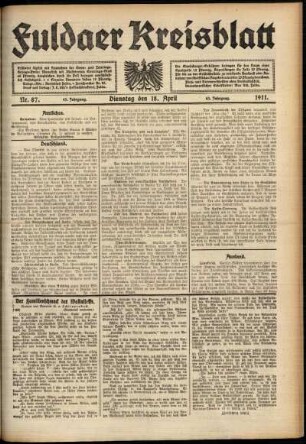 Ausgabe vom Dienstag, den 18. April 1911.