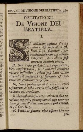 Disputatio XII. De Visione Dei Beatifica