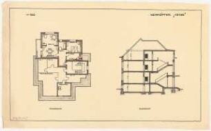 Umbau eines Landhauses Monatskonkurrenz Februar 1933: Grundriss Dachgeschoss, Querschnitt 1:100