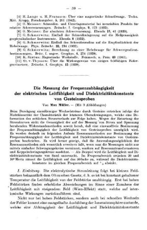 Die Messung der Frequenzabhängigkeit der elektrischen Leitfähigkeit und Dielektrizitätskonstante von Gesteinsproben