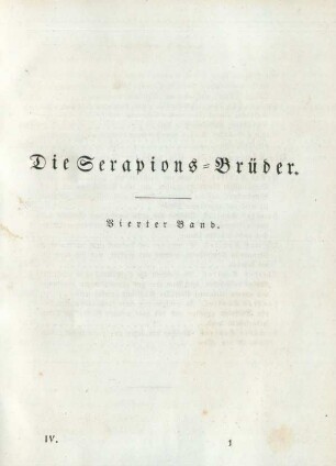 Die Serapions-Brüder. Vierter Band