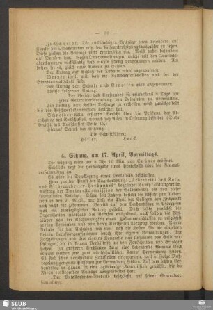 4. Sitzung, am 17. April, Vormittags