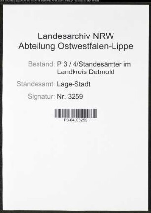 Heiratsregister Standesamt Lage-Stadt