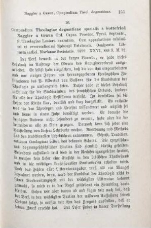 151-152 [Rezension] Noggler, Gottfried, Compendium theologiae dogmaticae specialis