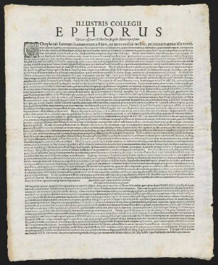 Illustris Collegii Ephorus Optime cessuram Lectoribus singulis Salutem praefatur