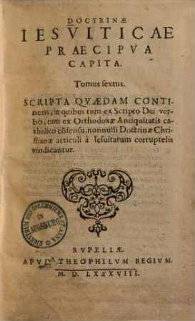 Doctrinae Jesuitarum praecipua capita, 6