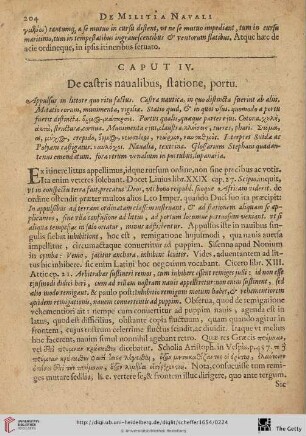 Caput IV: De castris naualibus, statione, portu