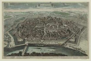 Vogelschauansicht von Wien, Kupferstich, um 1700? : Vienne en Autriche. - Paris : Jean, [s.a.]. - 1 Vogelschauansicht : Kupferstich ; 50 x 32 cm // Mit Erläuterungen