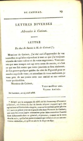 Lettres Diverses Adressées à Catinat.