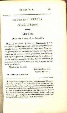 Lettres Diverses Adressées à Catinat.