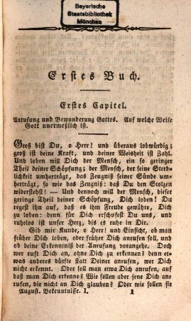 Bekenntnisse des heiligen Augustinus, 1